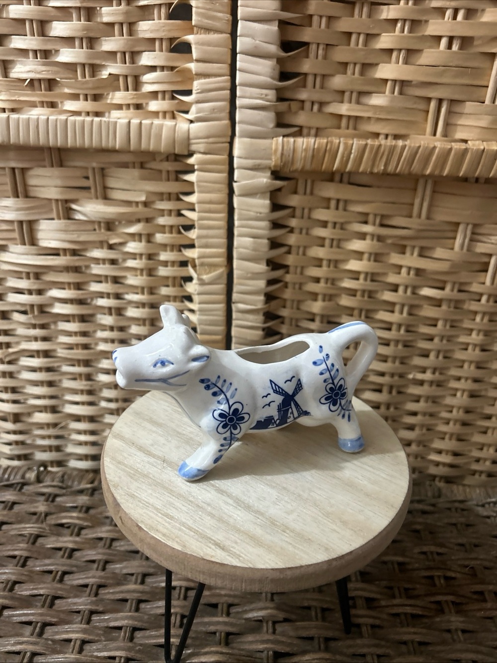 VTG Delft Style Blue & White Cow Creamer Pitcher